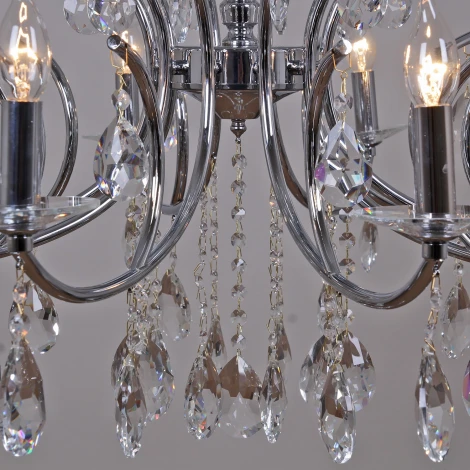 Подвесная люстра ILLUMICO IL2326-10POR-39 CR (220V, хрусталь, на цепи, подсвечник, свеча)