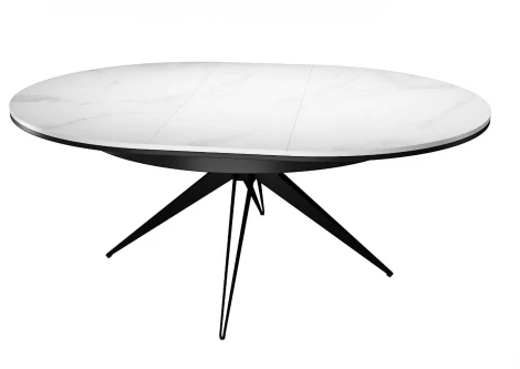 Стол DikLine KW120 керамика белый мрамор C11 глянец/опоры черные (2 уп) арт.00-00073221