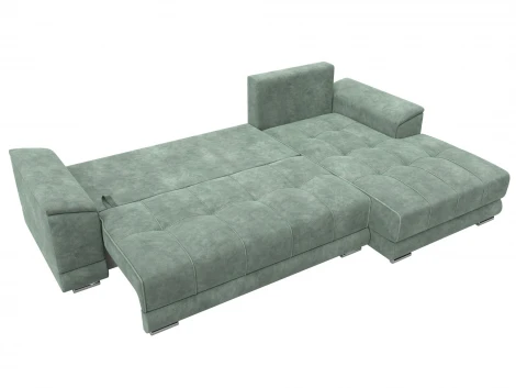 Диван угловой НордСтар правый угол (ДСП,Брус/Пластик/Велюр/Зеленый) Лига Диванов 127936