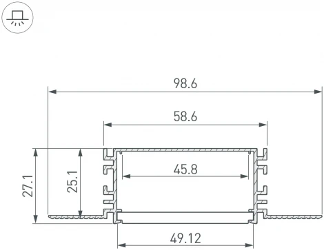 Профиль FANTOM-W49-2000 ANOD (Arlight, Алюминий) 046430