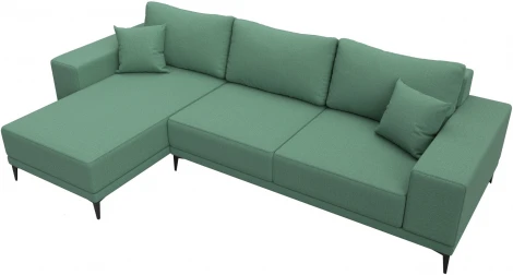 Диван угловой Льюес левый (Зеленый/Рогожка) Лига Диванов арт.124722L