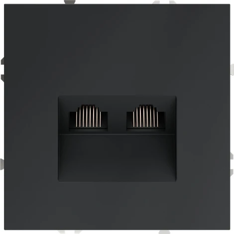 Розетка двойная Ethernet RJ-45 (графит) Voltum S70 VLS060207
