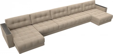 Диван П-образный с декором Лига-049 НПБ Мегалонг Лига Диванов (Велюр) арт.128523