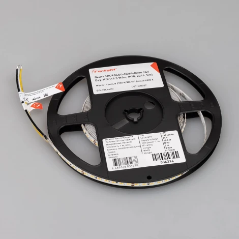 Светодиодная лента MICROLED-M280-8mm 24V White-MIX (16.5 W/m, IP20, 2216, 5m) (Arlight, Изменяемая ЦТ) 036214(1)