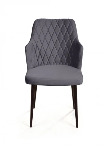 Стул с подлокотниками Hunt ромб, бархат серый 27 / чёрный конус Top Concept 75349
