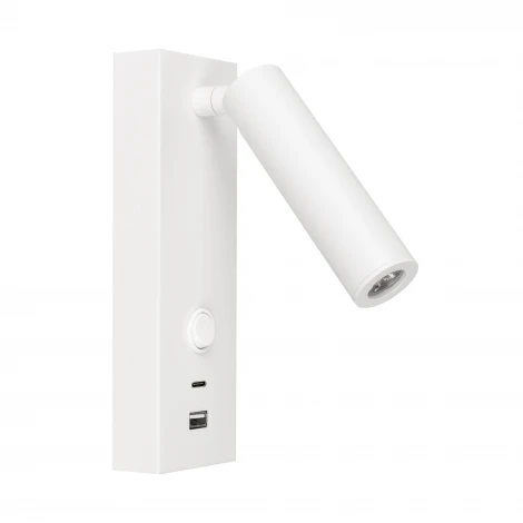 Спот SP-BED-CHARGE-S60x125-3W Warm3000 (WH, 20 deg, 230V, USB-A, USB-C) (Arlight, IP20 Металл) 031394(1) (LED, выключатель)