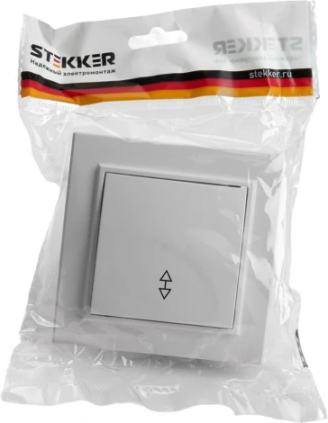 Переключатель одноклавишный (белый) Stekker Эрна 39617