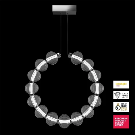 Подвесной светильник светодиодный Amulet MOD555PL-L23CH5K (220V, на тросе, шарики, кольцо)