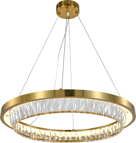 Подвесной светильник (12045/1P Brass) Indigo Riva V000102L (LED, 220V, хрусталь, на тросе, кольцо)