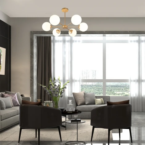 Потолочная люстра на штанге Escada Ethereal 2110/6P Gold E14*40W Champangne gold (220V, шарики)