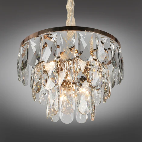 Подвесная люстра ярусная Omnilux 729 OML-72913-09 (220V, хрусталь, на цепи, круглые)