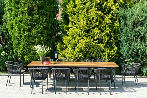 Обеденная группа на 10 персон, стол HPL дуб, круглый роуп 4SIS Куба KCM10T1-11-SET