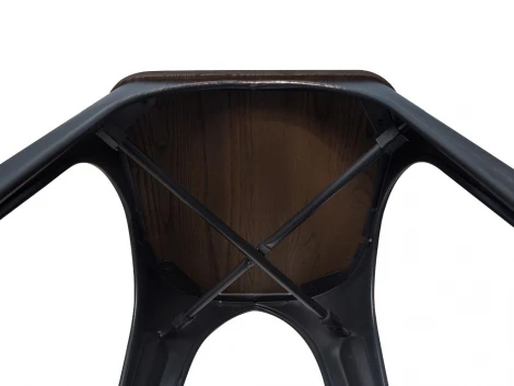 Cтул Tolix с деревянным сиденьем черный с золотой патиной