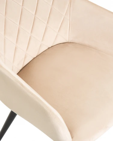 Стул обеденный ROBERT (черные матовые ножки, велюр V108-98 Бежевый)