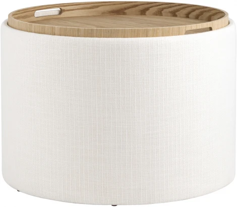 Пуф-столик с ящиком Хюгге L рогожка белый УТ000035343