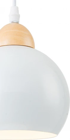 Подвесной светильник Escada Solo 10178/1S White 1х40Вт Е27, металл/дерево/пластик, белый/дерево