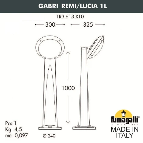 Наземный светильник уличный Fumagalli Gabri/Lucia 1R3.613.X10.LYE27CL1