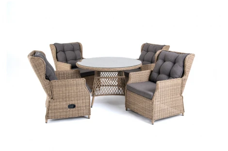 Обеденная группа из искусственного ротанга, цвет соломенный 4SIS Лацио LC4T1-5-SET
