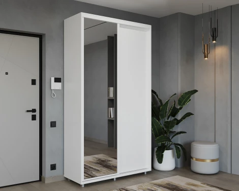 Шкаф-купе МАМА Удачный 120*45, Белый с зеркалом