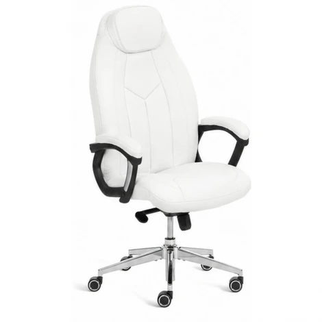 Кресло Босс Люкс/Boss Lux (26) хром Экокожа LUX Classic 18-01, белый Tetchair 25931
