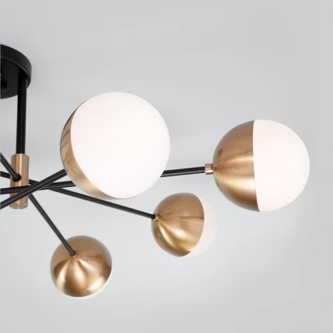 Умная потолочная люстра на штанге Eurosvet Nuvola 70129/8 латунь (220V, шарики)