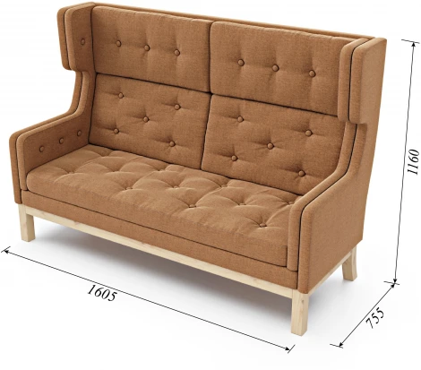 Диван Arsko Айверс Хай Сосна рогожка коричневая