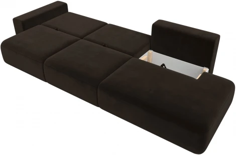 Диван прямой Лига-036 НПБ Модерн Лонг подлокотник слева (Коричневый/Микровельвет) Лига Диванов арт.121349L
