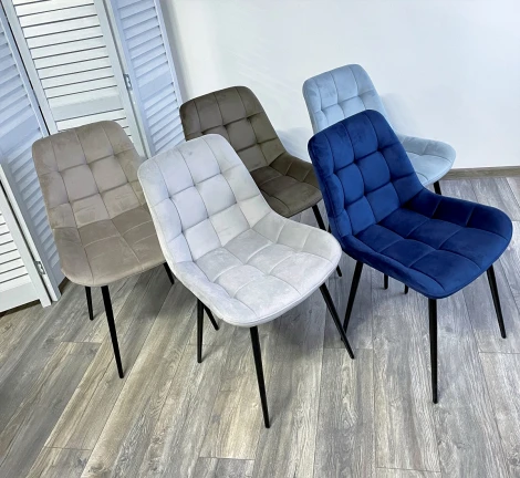 Стул ХОФМАН, цвет Серый Confetti, велюр / черный каркас