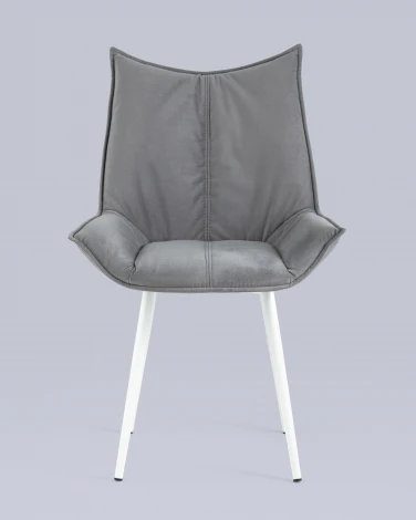 Стул Stool Group Осло велюр серый белые ножки УТ000035052