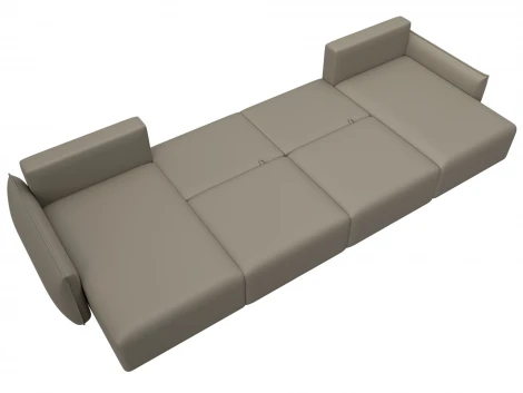 Диван П-образный Лига-051 НПБ Лонг (ЛДСП,Брус,Фанера/Пластик/Экокожа/Бежевый) Лига Диванов 129894