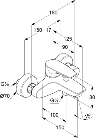 Смеситель Kludi Pure&Solid 346810575 для ванны с душем