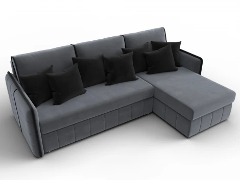 Диван угловой Лига-078 угол универсальный (ДСП/Пластик/Велюр/Серый,Черный) Лига Диванов 130989