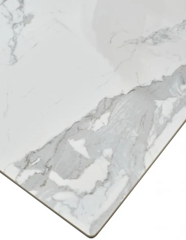 Стол CREMONA 140 HIGH GLOSS STATUARIO Белый мрамор глянцевый, керамика/ белый каркас М-City
