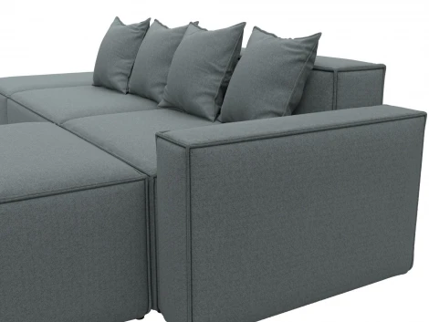 Диван угловой модульный Лига-063 угол правый (ДСП/Пластик/Рогожка/Серый) Лига Диванов 129785