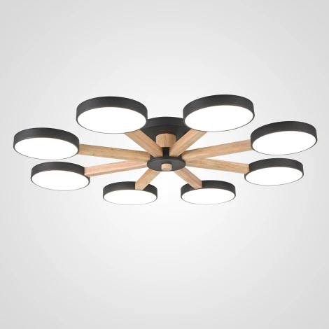 Потолочная люстра Wi-Fi на штанге Turna 8 Black By ImperiumLoft Turna01 (LED, 220V, голосовое управление, умный дом - Алиса)