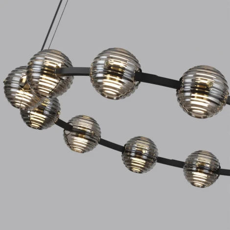 Подвесной светильник Odeon Light Troni LED 5041/120L черн./золото/дымчатый/металл/стекло 120W 4000К 9364Лм (220V, на тросе, шарики)