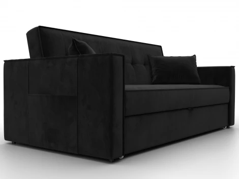 Диван прямой Лига-104 (160) (ЛДСП,Брус,Фанера,Велюр/Черный) Лига Диванов 134889