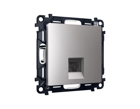 Комплект механизма Ethernet RJ-45 розетки экранированной с автоматической защитной шторкой встраиваемый (сталь матовый) Ambrella Volt QUANT MA512005