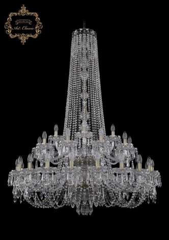 Подвесная большая люстра Art Classic 11.23 11.23.20+10+5.400.2d.h-156.Br.Dr (220V, хрусталь, на цепи, подсвечник, свеча)