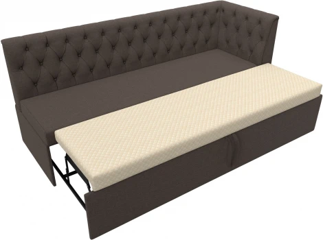 Диван кухонный Маркиз с углом справа (Коричневый/Рогожка) Лига Диванов арт.122441