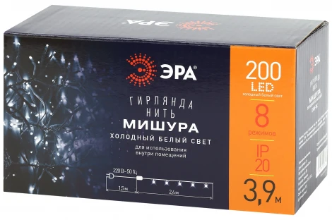 Гирлянда светодиодная мишура 3,9 м холодный свет ЭРА ENIN - WC мишура