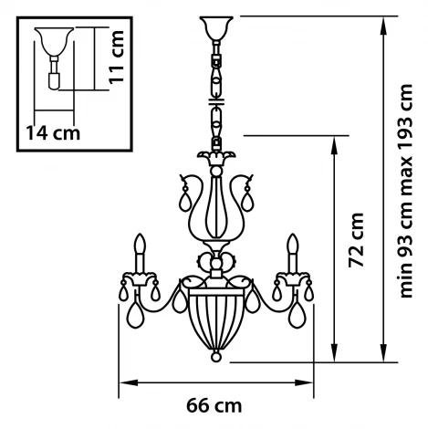 Подвесная люстра Osgona Schon 790114 (220V, хрусталь, на цепи, подсвечник, свеча)