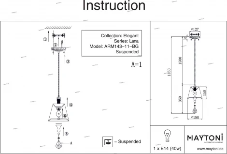 Подвесной светильник Maytoni Lana ARM143-11-BG