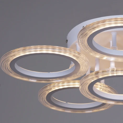 Потолочная люстра светодиодная на штанге с пультом Reluce 09812-3.3-06A WH (ночной режим, 220V, кольцо)