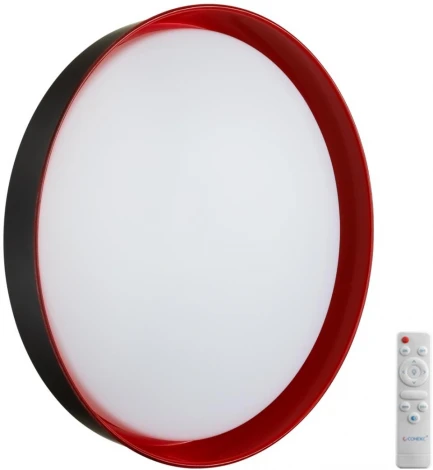 Настенно-потолочный светильник Sonex Tuna Red 7710/EL пластик/белый/красный LED 70Вт 3000-6000К D500 IP43 пульт ДУ (220V, круглые)