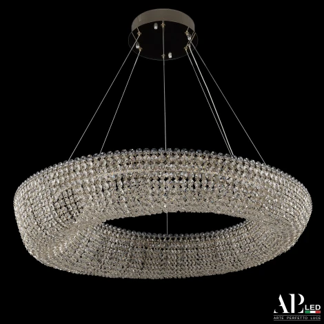 Подвесная люстра светодиодная APL LED Sicilia SH510.0.80.A.Gd.4000 (220V, хрусталь, на тросе, круглые)