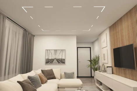 Трековый угловой светильник светодиодный с голосовым управлением однофазный 220V Denkirs Smart Linear DK8014-WH (Умный дом, Алиса)