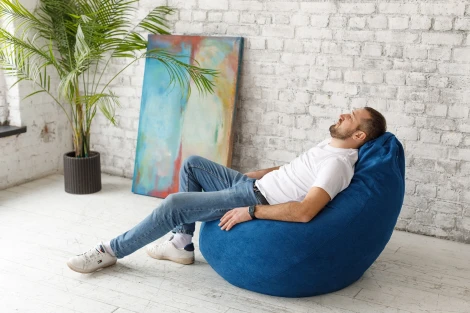 Кресло мешок Dreambag Груша Синий Велюр (XL, Классический) 5023421