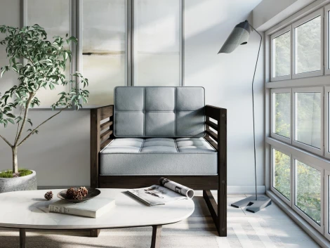 Кресло Arsko Сега орех велюр серый