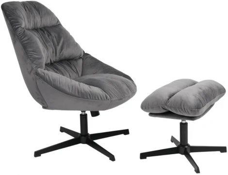 Кресло Stool Group Оррелл серый с оттоманкой арт.УТ000040109